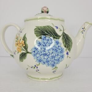 Princess House Exclusive Vintage Garden Floral 8C Large Teapot Hydrangea Flowers